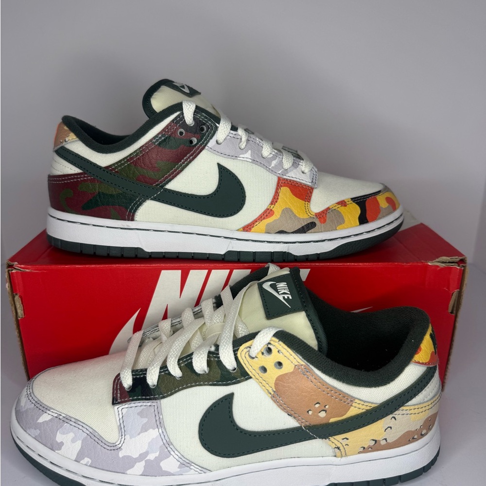 Nike Dunk Low SE Sail Multi Camo 8.5M 🟢⚪🟤